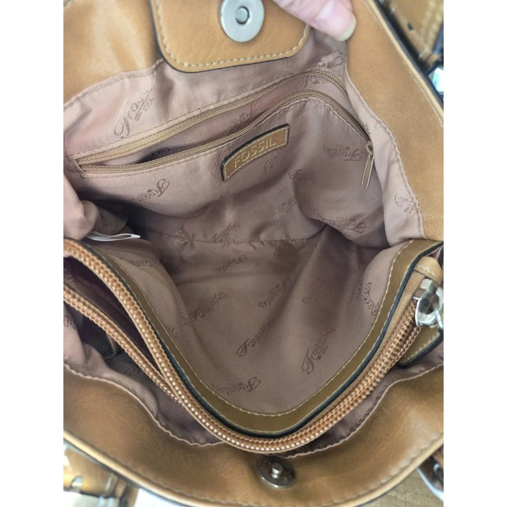 FOSSIL Floral Canvas‎ Leather Tote Shoulder Bag Hobo Boho Key Blue Pink Y2K